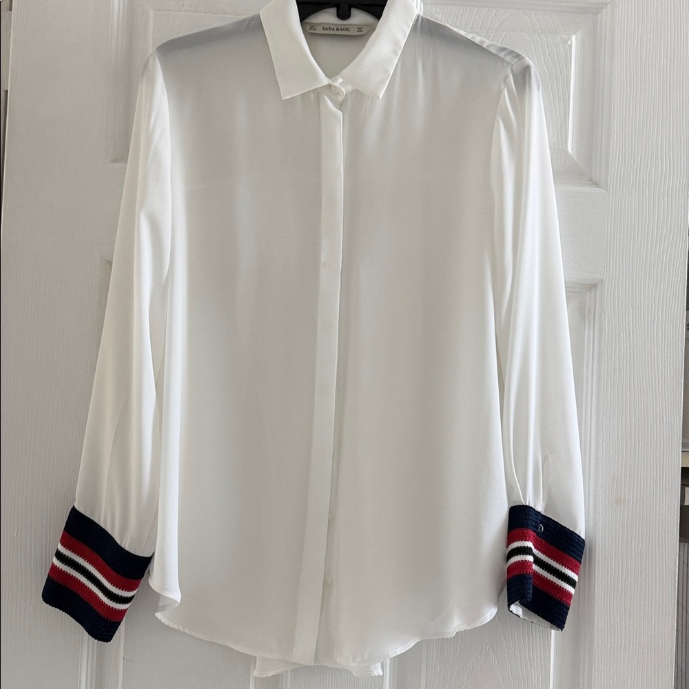 Zara Basic white button-down shirt , made in Spain - image 2